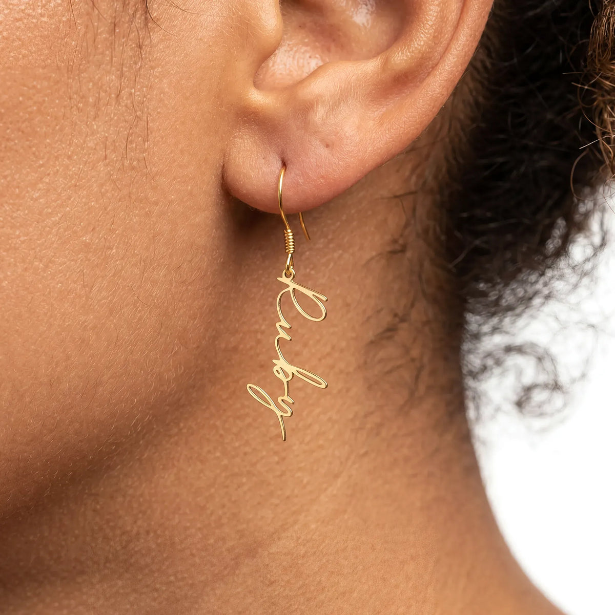 Gold personalised Ruby earrings
